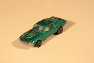 Vintage Redline Hotwheels 1967 Custom Mustang Mattel Toy Car Green Teal Blue