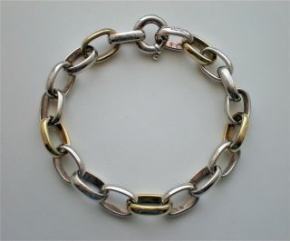 Vintage Designer Italy 18k Gold Sterling Silver 925 Rolo Link Bracelet 29 Grams