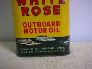 Vintage White Rose Outboard Motor Oil Tin TOP SHELF Cond.  Canadian Companies 2