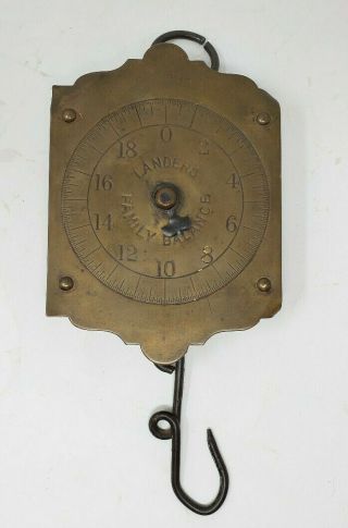 Vintage Brass Landers Family Balance Hanging 20 Lbs Scale