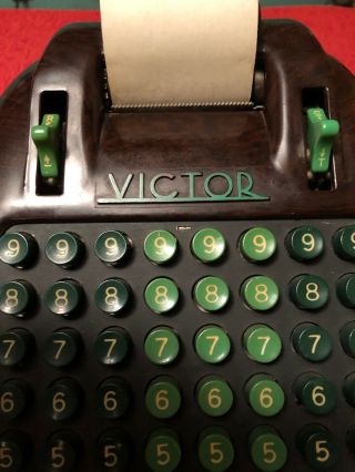 Vintage VICTOR Art Deco 8 Row Hand Crank Adding Machine Bakelite W/Cover 2
