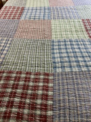 Mad For Plaid Vintage Hand Crafted & Quilted Plaid Patchwork Quilt 64 " X 84 "