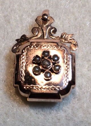 Antique Victorian 22k Rose Gold Locket Watch Fob Pendant Seed Pearls