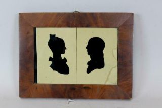 Rare 19th C Double Subject Hollow Cut Silhouette Man And Woman In Frame