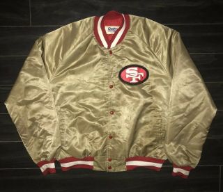 Vintage 80’s Nfl San Francisco 49ers Chalk Line Satin Bomber Jacket Size Large