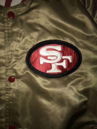 Vintage 80’s NFL San Francisco 49ers Chalk Line Satin Bomber Jacket size Large 2
