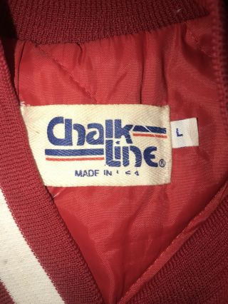 Vintage 80’s NFL San Francisco 49ers Chalk Line Satin Bomber Jacket size Large 3