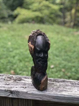 Vintage Hand Carved African Ebony Wood Head