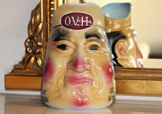 Vintage Ovh Greer Scotch Whisky China Face Jug Pub Bar Advertising Toby Pitcher