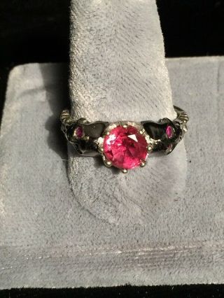 Vintage Sterling Silver and Ruby Skull Ring size 9 3/4 Wiccan Pagan Gypsy 3