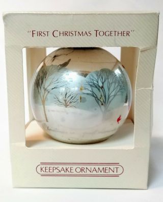 Vintage 1982 Hallmark Christmas Glass Ornament First Christmas Together