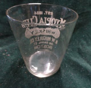 Pre Prohibition Antique Shot Glass MYOPIA CLUB WHISKEY H.  W.  Huguley Co BOSTON 3
