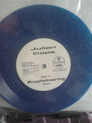 Julian Cope.  7 Inch.  Propheteering.  Blue Sparkle Vinyl.