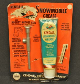 Vtg Nos Kendall Snowmobile Grease & Mighty Midget Gun Tool W/