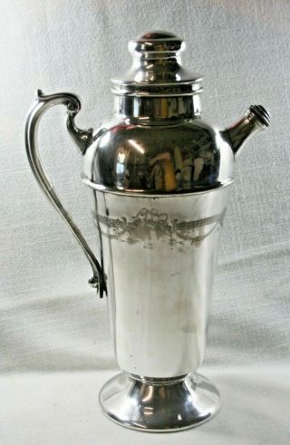 Antique 1920s Lehman Silver Plated Martini Cocktail Shaker Strainer Drink Maker