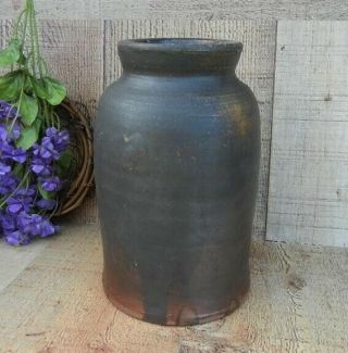 Antique Redware Pottery Jar Crock Early American Primitive Red Ware Crock