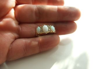 Antique Edwardian Natural Opals & Diamonds 18k Gold Ring