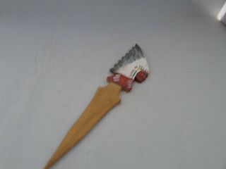 Vintage Wood Souvenir Native American Indian Chief Head Letter Opener