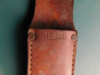 World War Two Era Brown Leather Sheath for US Navy Mark 2 MK 2 or Ka - Bar Knife 2