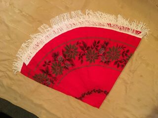 Vintage Christmas Tree Round Table Cloth Fringes 2