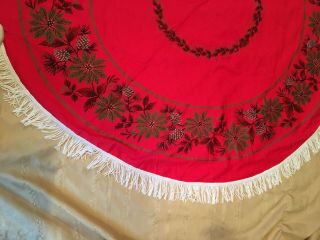 Vintage Christmas Tree Round Table Cloth Fringes 3