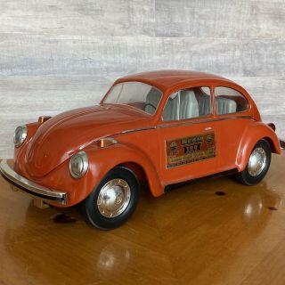 Vtg 1973 Jim Beam Red Vw Decanter Bottle Volkswagen Bug Beetle Car 100 Months