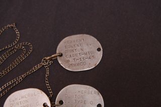 Authentic WW2 WWII US Military Navy USMC Dog Tags Set w/ Sterling Silver Chain 2