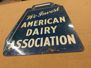 Rare Vintage 1950s American Dairy Metal Sign Farm Cow Bell Milk Old Barn