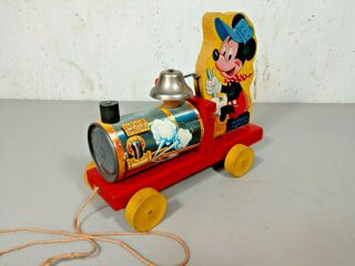 Vintage Fisher Price Mickey Mouse No.  485 Choo - Choo Train Wood Pull Toy 1949 - 54