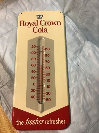 Vintage Royal Crown Cola Thermometer Metal Sign Rc Soda Advertising