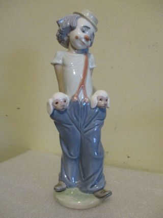 Vintage 1985 Lladro Collectors Society 1st Issue " Little Pals " Clown W/ Puppies