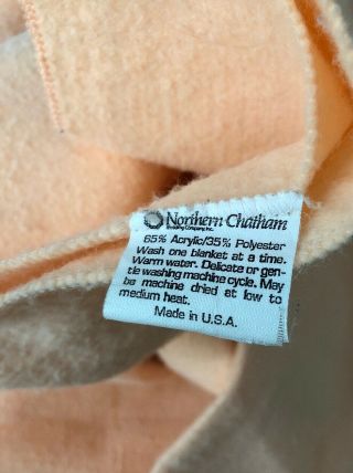 Vtg Northern Chatham Blanket Peach Acrylic Blend 68”x92” Twin Soft Cozy Made uSA 2
