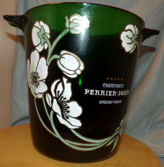 Perrier - Jouet Champagne Bucket Enamel Flowers Green Glass Epernay,  France