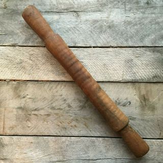 Early Antique Wooden Hand Made One Piece Rolling Pin Patina Aafa