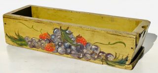 Primitive 19th Century Early American Wood Candle Box Folk Art Painting Berries