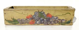 Primitive 19th Century Early American Wood Candle Box Folk Art Painting Berries 2