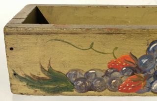 Primitive 19th Century Early American Wood Candle Box Folk Art Painting Berries 3