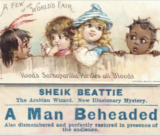 Sheik Beattie Arabian Wizard 1893 Magic Behead Illusion Sarsaparilla Circus Card