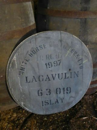 1997 Lagavulin Islay Whisky Cask Barrel Lid Braced Ready To Hang 24 " Wide