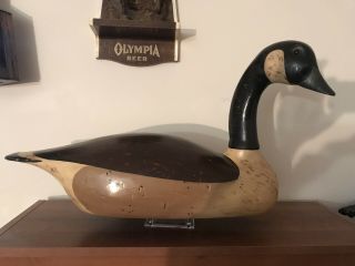 Vintage Carved Wood Canada Goose Decoy Stoney Point Decoys Hand Painted