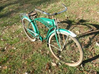 Vintage 8 - 1961 Candy Apple Green Schwinn Streamliner Horn Tank Bicycle 3