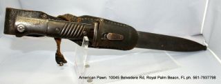 German Germany Ww2 Mauser K98 Bayonet Knife Dagger W Scabbard & Frog