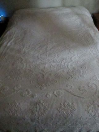 Vntg Bates White Cotton Hobnail Chenille Double Queen Bedspread Blanket 102 X 84