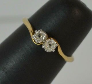 Antique Old Cut Diamond Toi Et Moi 18ct Gold Twist Ring T0524