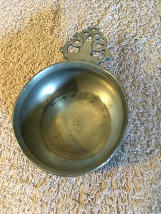 Rev War 18th Century Small Pewter Porringer/ Wine Taster Unmarked 3 1/4 Inches