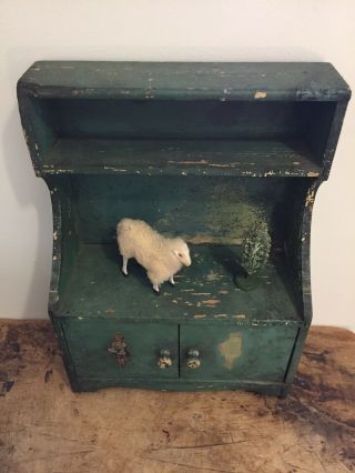 Antique Painted Child’s Step Back Cupboard