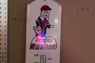 Rare 39 " Peters Weatherbird Shoes Porcelain Metal Thermometer Dealer Sign Gas