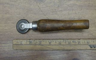 Antique Hoggson & Pettis 5.  3oz.  Wood Handle 1 - 1/2 " Toothed Wheel Too,  Leather