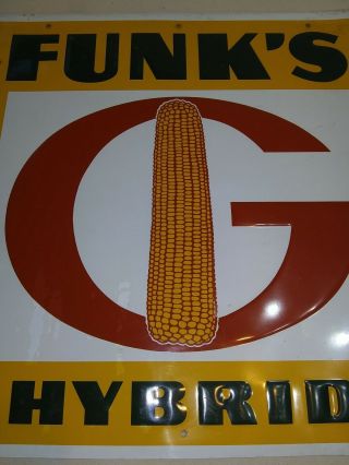 Vintage Funks G Hybrid Pressed Metal Farm Sign Cond Sign