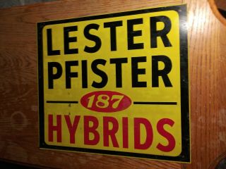 1950s Vintage Lester Pfister Hybrids Metal Sign Cattle Horse Pig Farm Corn Old